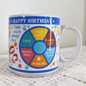 Vintage 90s Happy Birthday Novelty Coffee Cup